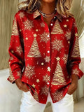 Vintage Christmas Long Sleeve Blouse