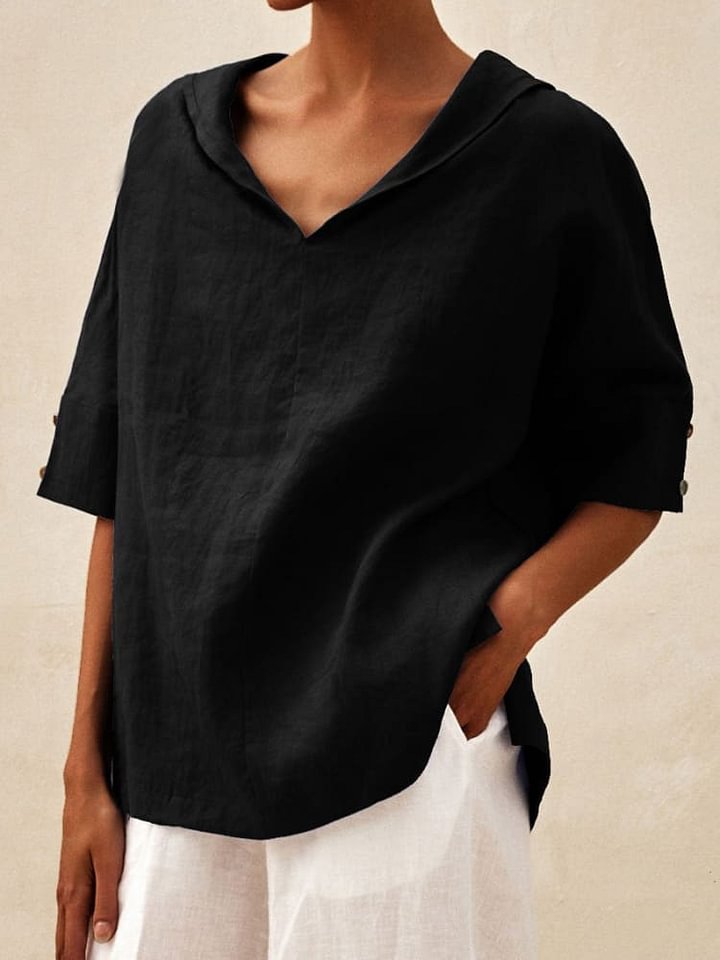 Women's Casual Linen V-neck Shirt RB132
