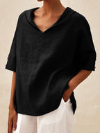 Women's Casual Linen V-neck Shirt RB132