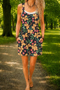 Women’s Black Vintage Floral Print Casual Cotton Wide Leg Romper