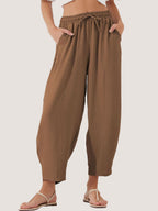 Women's Stylish High-waisted Loose Solid Color Casual Pockets Pants