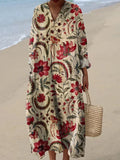 Women's Vintage Floral Pattern Art Print Dress