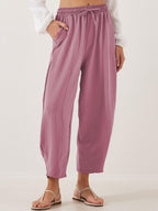 Women's Stylish High-waisted Loose Solid Color Casual Pockets Pants