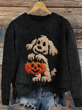 Cute Animal Print Round Neck Long Sleeve Sweater