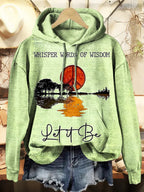 Women's Hippie Whisper Words Of Wisdom Print Casual Hooded Sweatshirt