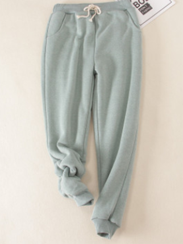 Solid Fleeced Cotton Pants