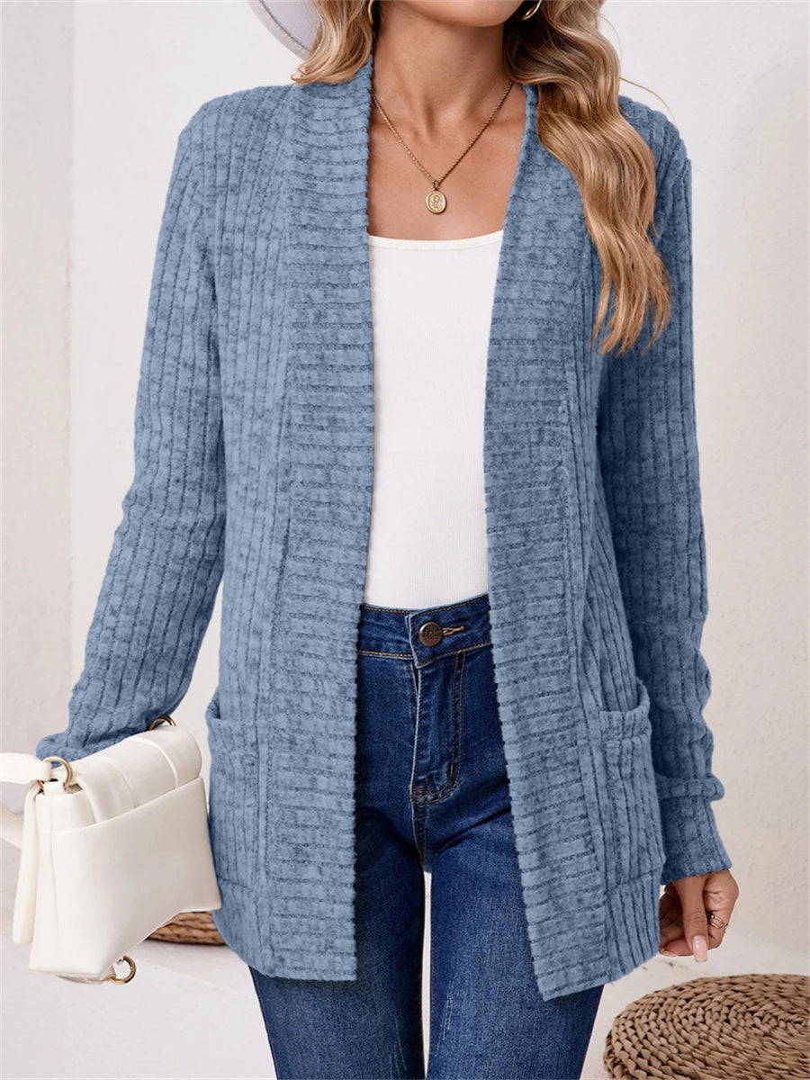 Vintage Plain Long Sleeve Cardigan