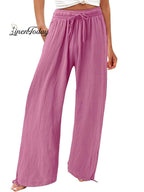 Women's Cotton And Linen Wide Leg Casual Pants