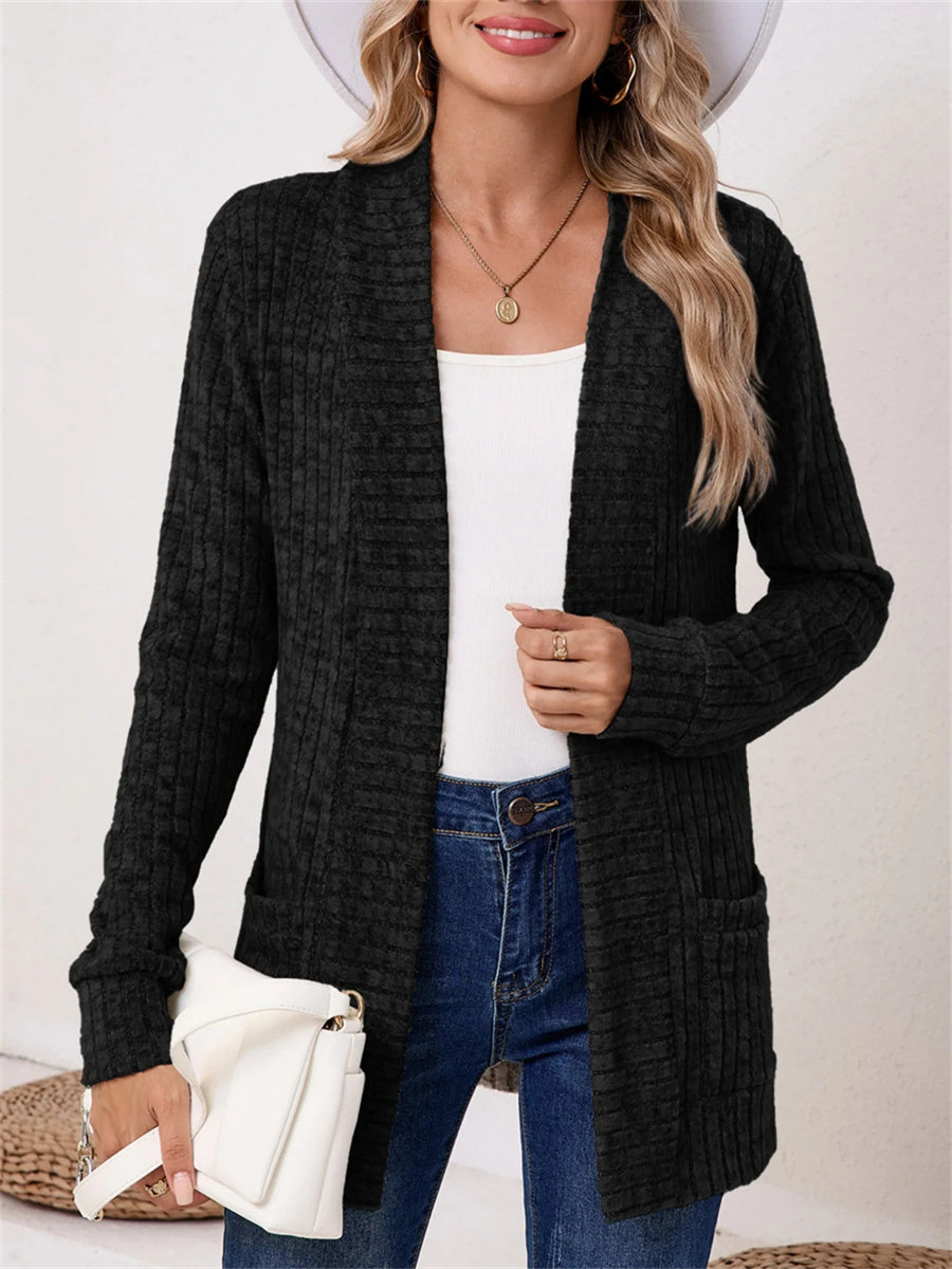 Vintage Plain Long Sleeve Cardigan