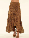 Boho Lace H-Line Natural Loose Maxi Skirt