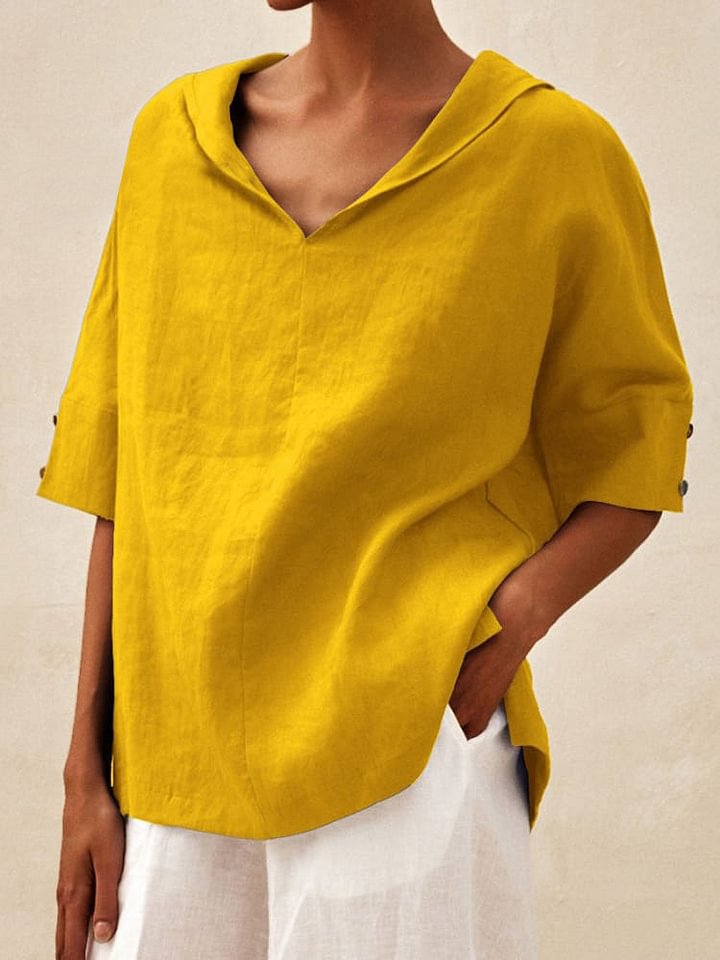 Women's Casual Linen V-neck Shirt RB132
