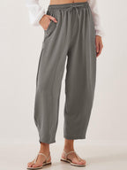 Women's Stylish High-waisted Loose Solid Color Casual Pockets Pants