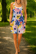 Women’s Lavender Colorful Flower Print Casual Cotton Wide Leg Romper