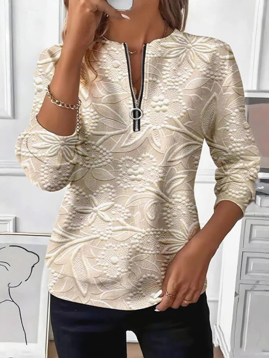 Vintage Floral Print Long Sleeve Blouse