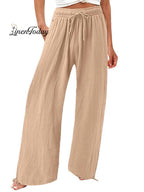 Women's Cotton And Linen Wide Leg Casual Pants