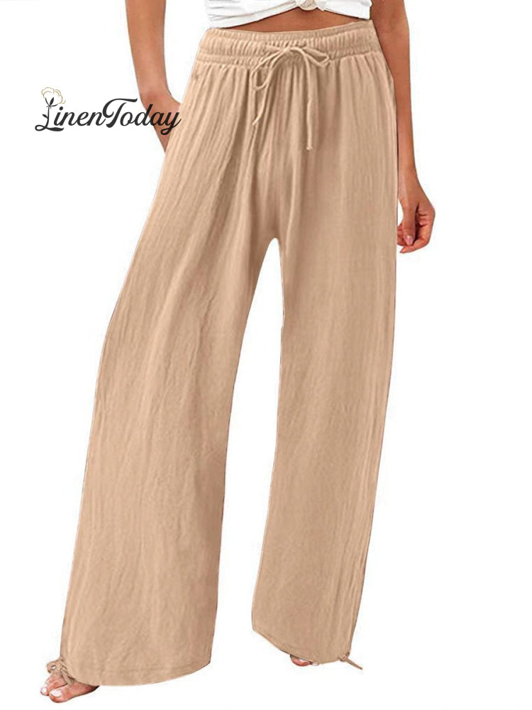 Women's Cotton And Linen Wide Leg Casual Pants