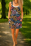 Women’s Navy Colorful Ditsy Floral Print Casual Cotton Wide Leg Romper