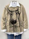 Cute Dog Hand-Painted Art Print Long Sleeve Pullover Sweater