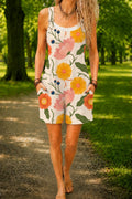 Women’s Cream Sunflower Print Casual Cotton Wide Leg Romper