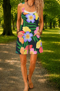 Women’s Retro Floral Print Casual Cotton Wide Leg Romper