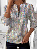 Chic Silver Long Sleeve Top