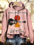 Women's Hippie Whisper Words Of Wisdom Print Casual Hooded Sweatshirt