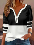 Casual Color Block Blouse