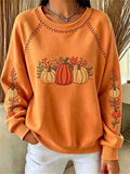 Casual Maple Leaf Crew Neck Long Sleeve Sweatshirt