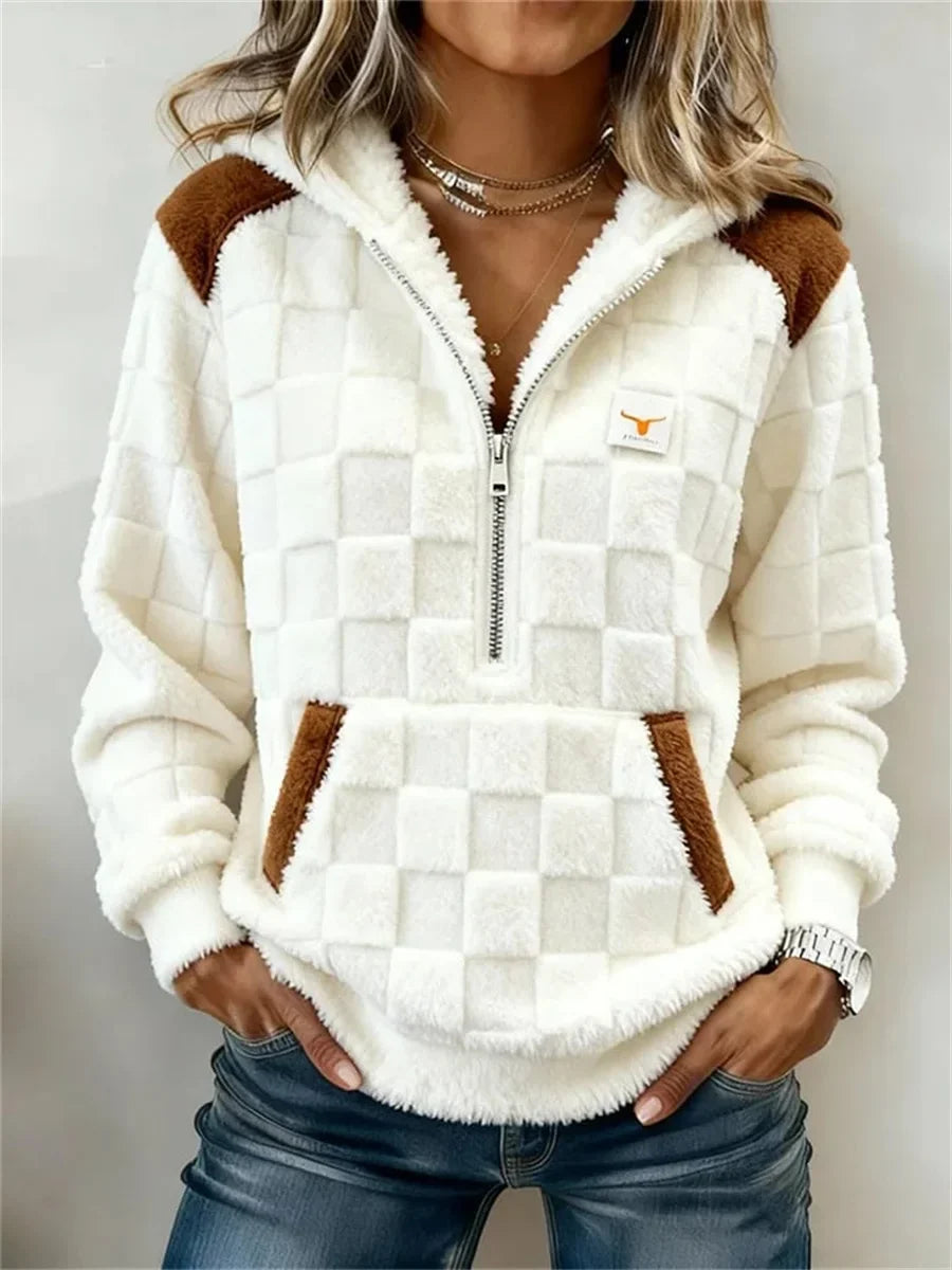 Women'S Casual Loose Color Block Long Sleeve Sweatshirt