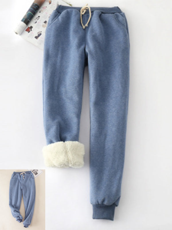 Solid Fleeced Cotton Pants