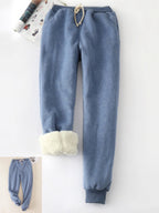 Solid Fleeced Cotton Pants