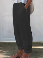 Women's Printed Cotton And Linen Casual Pants