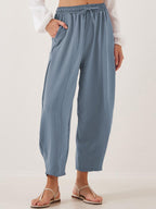 Women's Stylish High-waisted Loose Solid Color Casual Pockets Pants