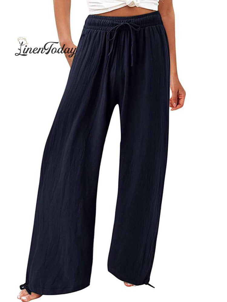 Women's Cotton And Linen Wide Leg Casual Pants