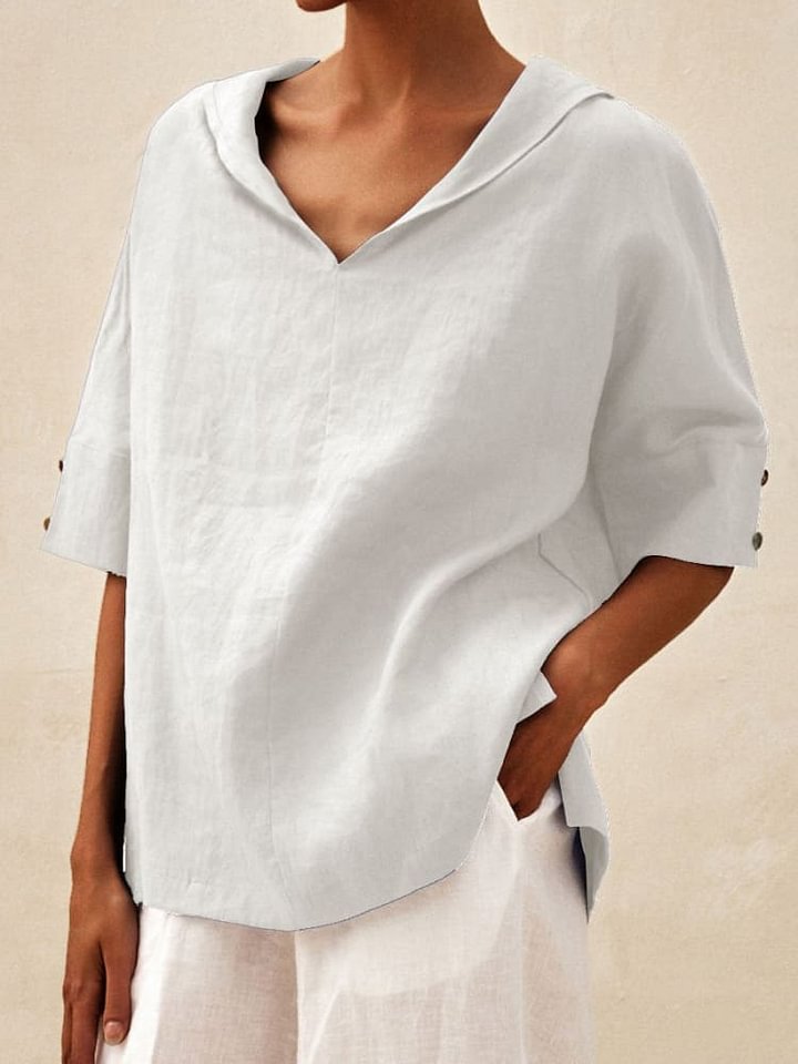 Women's Casual Linen V-neck Shirt RB132
