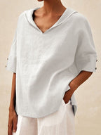 Women's Casual Linen V-neck Shirt RB132