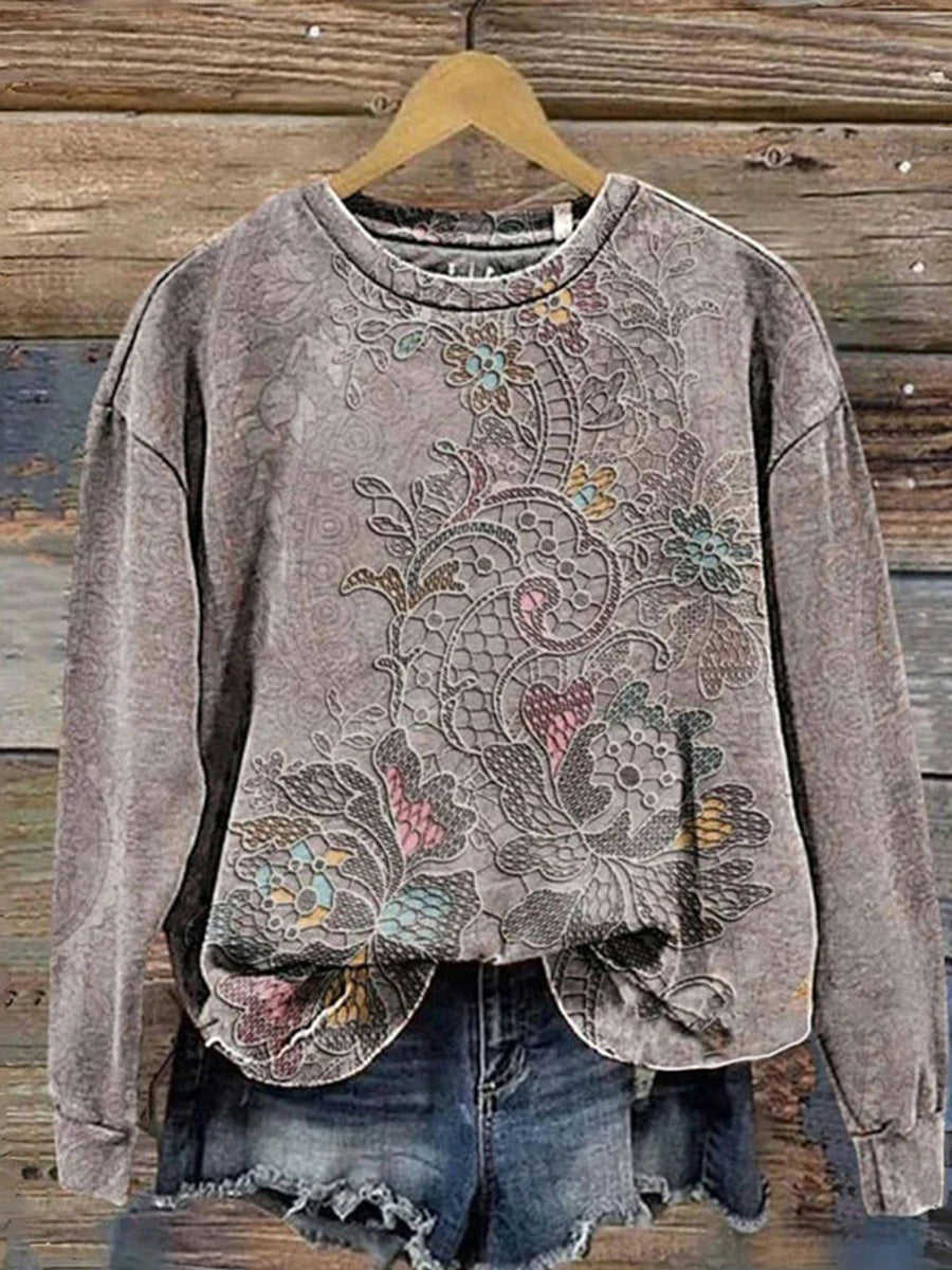 Vintage Floral Print Sweatshirt