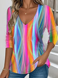 Elegant Retro V-neck Long Sleeve Top