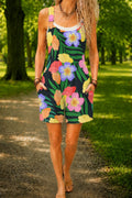 Women’s Navy Tropical Floral Print Casual Cotton Wide Leg Romper