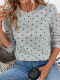 Grey Polka Dot Round Neck Top