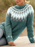 Ethnic Round Neck Long Sleeve Sweater