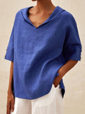 Women's Casual Linen V-neck Shirt RB132