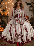 Skull & Rose Print Romantic Maxi Dress