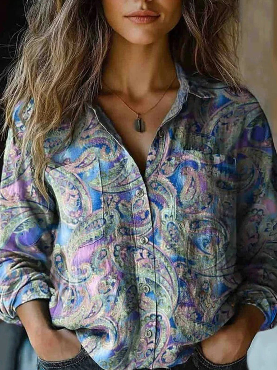 Vintage Ethnic Print Blouse