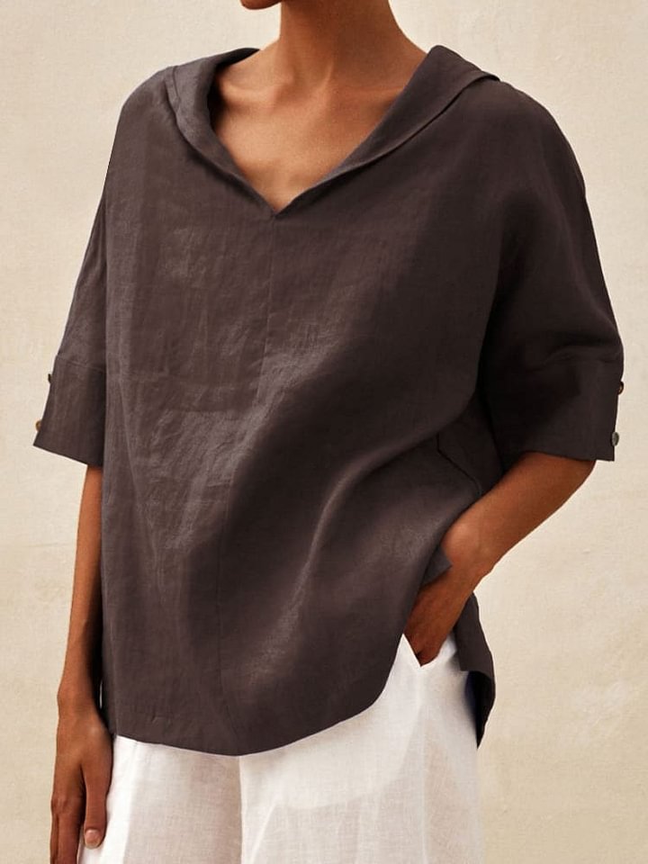 Women's Casual Linen V-neck Shirt RB132