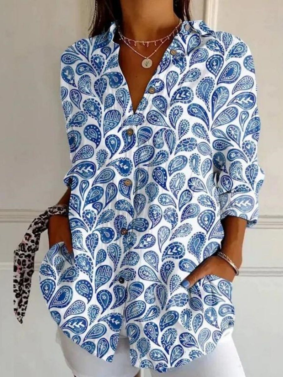 Vintage Ethnic Print Blouse