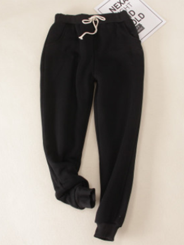 Solid Fleeced Cotton Pants