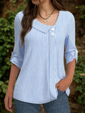 Casual Striped 3/4 Sleeve Blouse