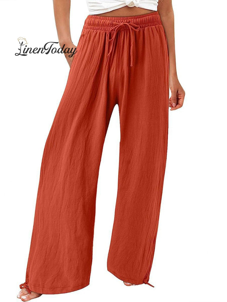 Women's Cotton And Linen Wide Leg Casual Pants