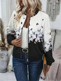 Floral Zipper Regular Loose Jacket